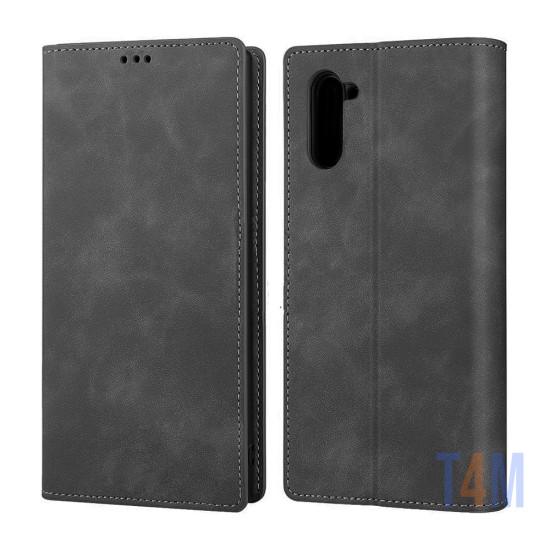 Capa Flip de Couro com Bolso Interno para Samsung Galaxy Note 10 Preto